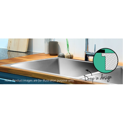 Cefito Kitchen Sink 77X45CM Stainless Steel Basin Double Bowl Silver