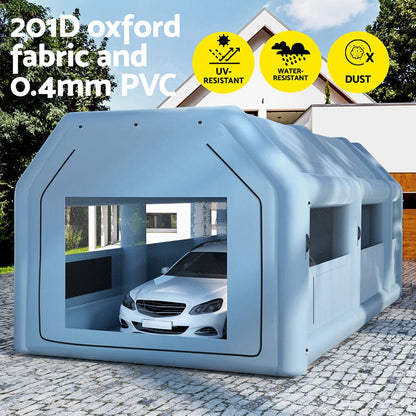 Giantz Inflatable Spray Booth 8.5X4.6M Car Paint Tent Filter System 2 Blowers