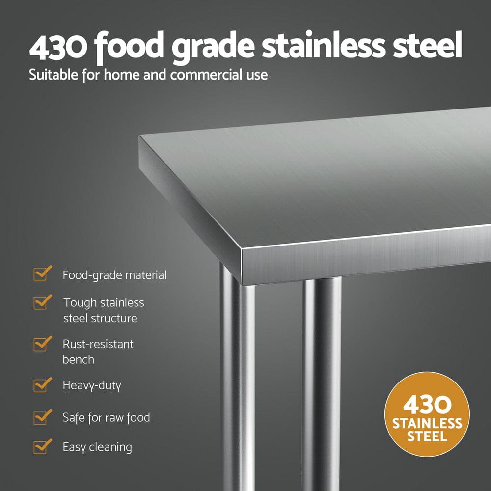 Cefito Stainless Steel Kitchen Benches Work Bench 910x610mm 430