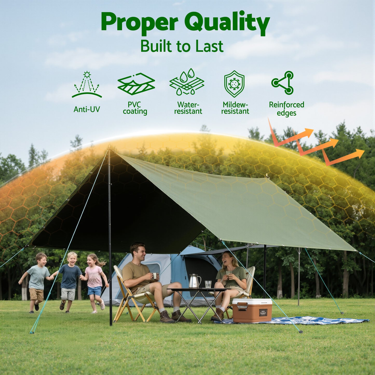 Instahut 4x6m Tarp Tarpaulin 600GSM Camping Canvas Heavy Duty Water Resistant