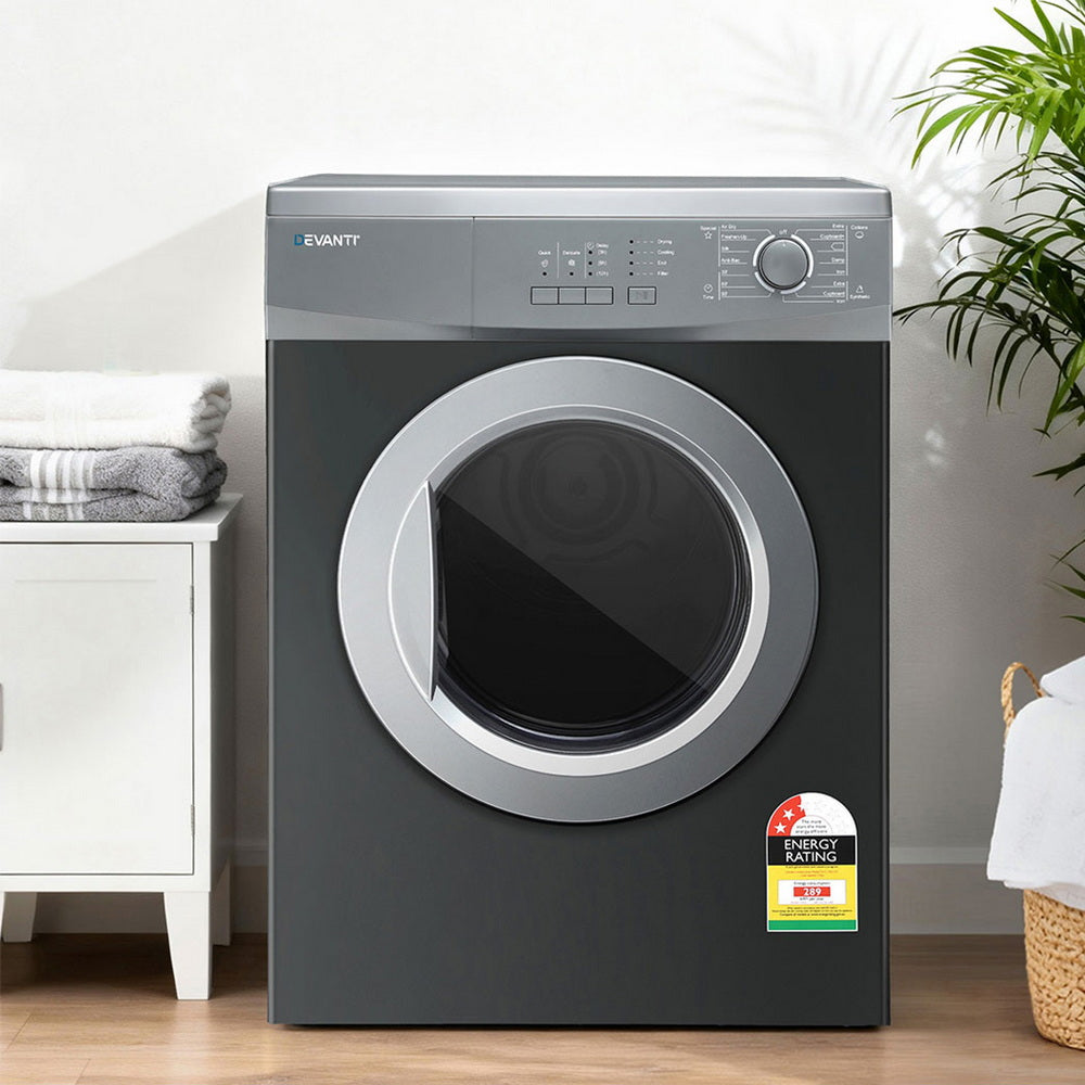 Devanti 7kg Tumble Dryer Vented 15 Auto Programs - Grey