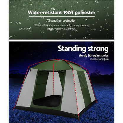 Weisshorn Family Camping Tent 6 Person Hiking Beach Tents Dome Shelter