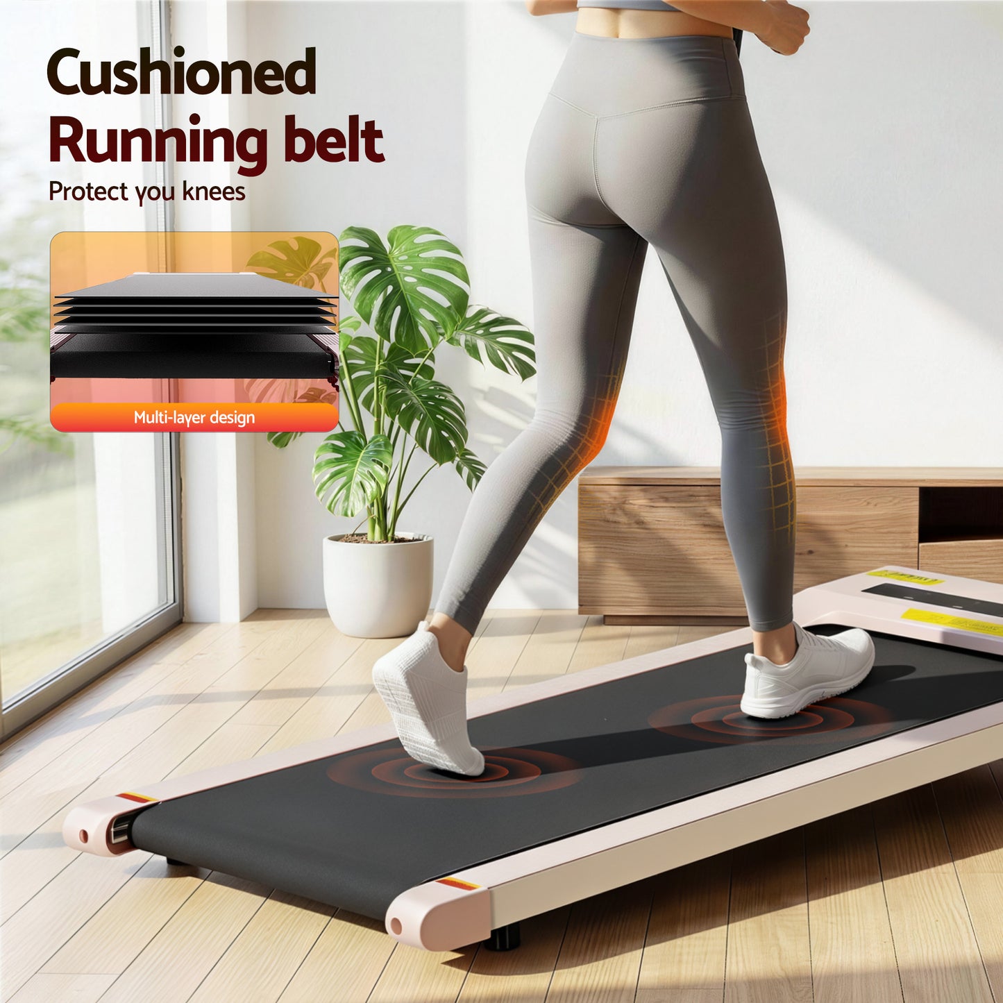 Everfit Treadmill Electric Walking Pad Under Desk Home Gym Fitness 360mm Pink