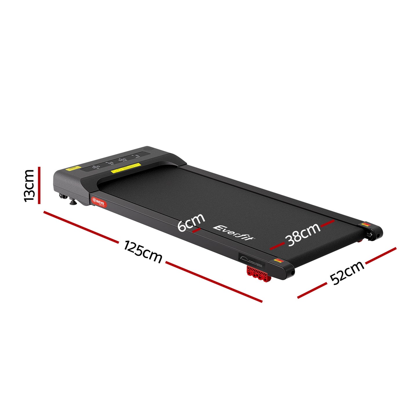 Everfit Treadmill Electric Walking Pad Incline Under Desk Home Gym 380mm Black