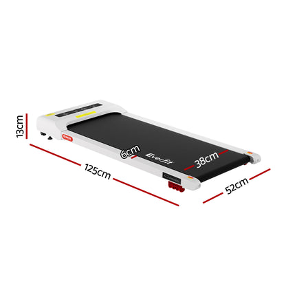 Everfit Treadmill Electric Walking Pad Incline Under Desk Home Gym 380mm White