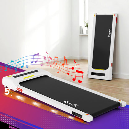 Everfit Treadmill Electric Walking Pad Incline Under Desk Home Gym 380mm White