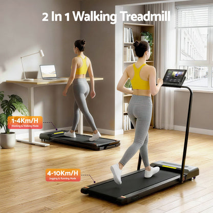 Everfit 2 in 1 Treadmill Electric Walking Pad Under Desk Home Gym Fitness 380mm Black