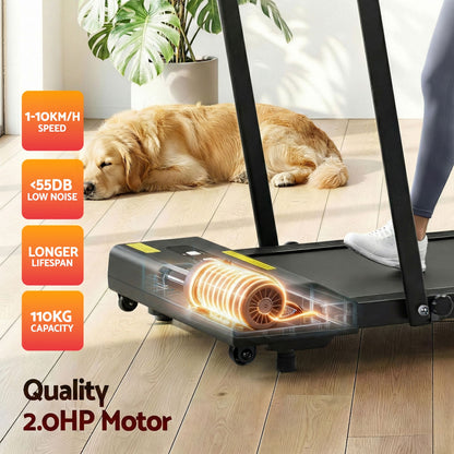 Everfit 2 in 1 Treadmill Electric Walking Pad Under Desk Home Gym Fitness 380mm Black