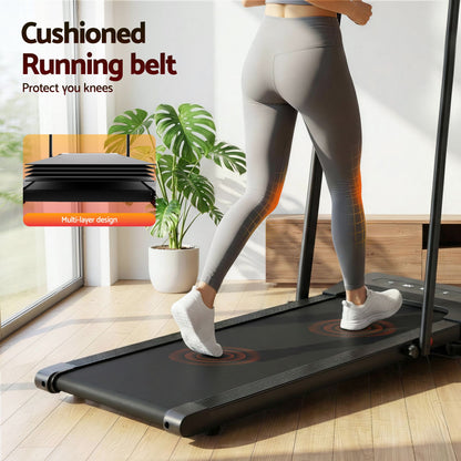 Everfit 2 in 1 Treadmill Electric Walking Pad Under Desk Home Gym Fitness 380mm Black
