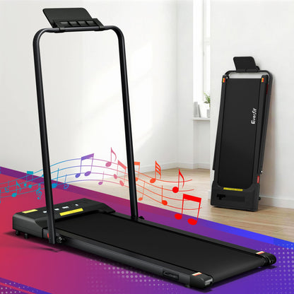 Everfit 2 in 1 Treadmill Electric Walking Pad Under Desk Home Gym Fitness 380mm Black