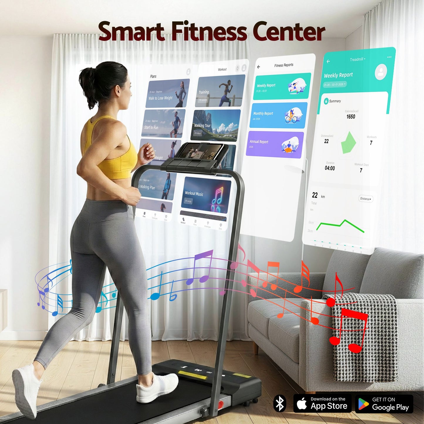 Everfit 2 in 1 Treadmill Electric Walking Pad Under Desk Home Gym Fitness 380mm Grey