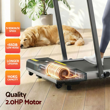 Everfit 2 in 1 Treadmill Electric Walking Pad Under Desk Home Gym Fitness 380mm Grey