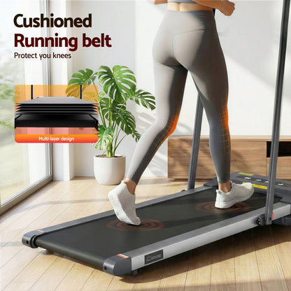 Everfit 2 in 1 Treadmill Electric Walking Pad Under Desk Home Gym Fitness 380mm Grey