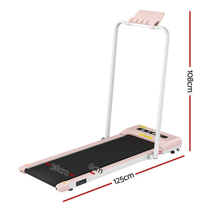 Everfit 2 in 1 Treadmill Electric Walking Pad Under Desk Home Gym Fitness 380mm Pink