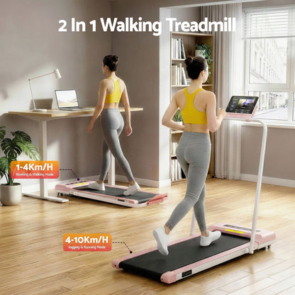 Everfit 2 in 1 Treadmill Electric Walking Pad Under Desk Home Gym Fitness 380mm Pink