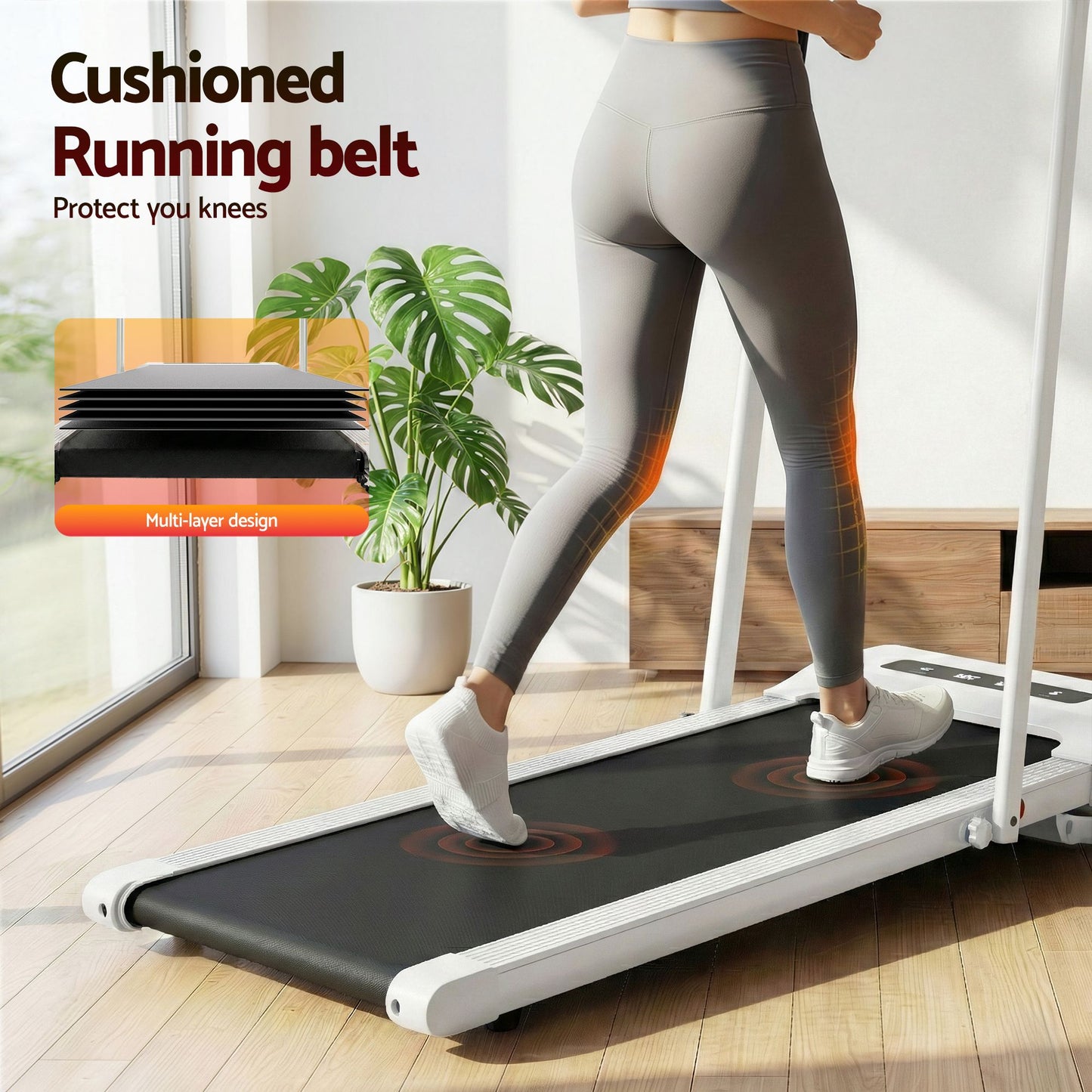 Everfit 2 in 1 Treadmill Electric Walking Pad Under Desk Home Gym Fitness 380mm White