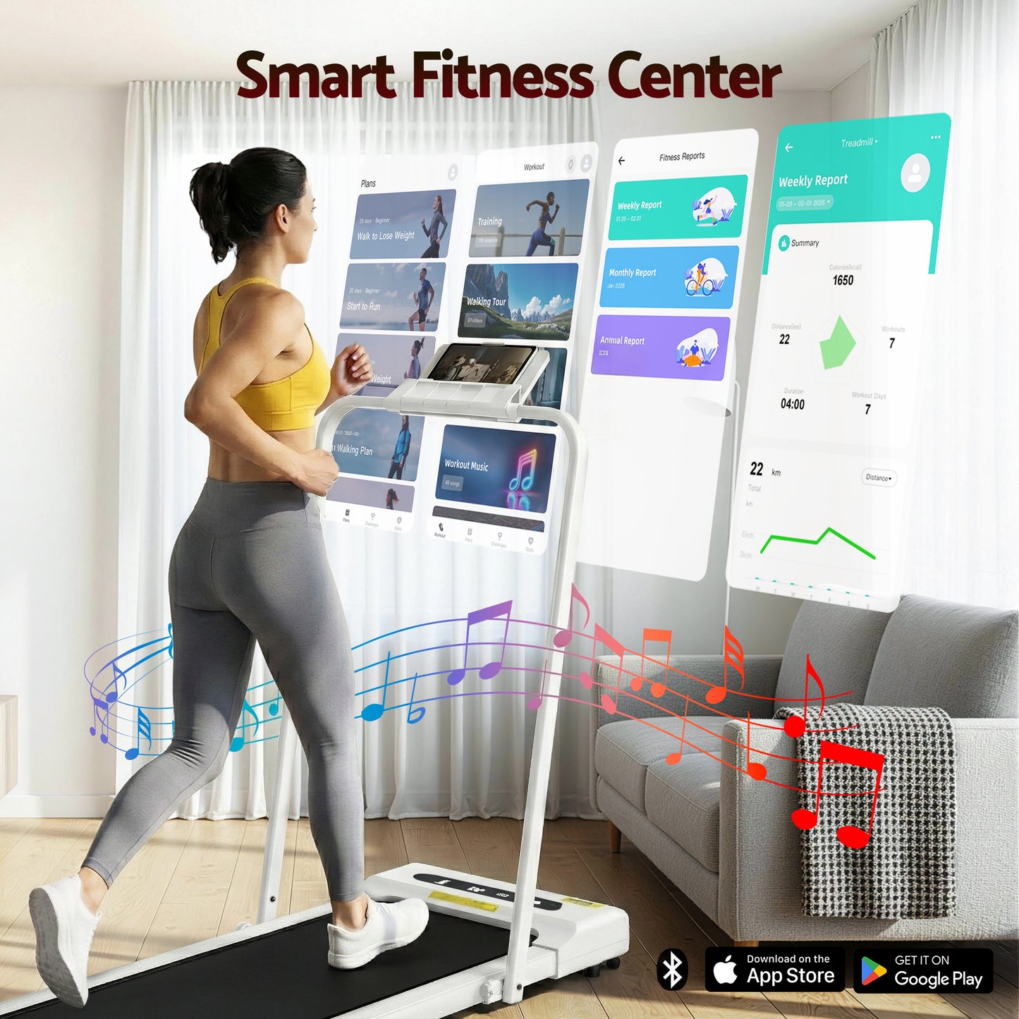 Everfit Treadmill Electric Walking Pad Under Desk Home Gym Fitness 380mm White