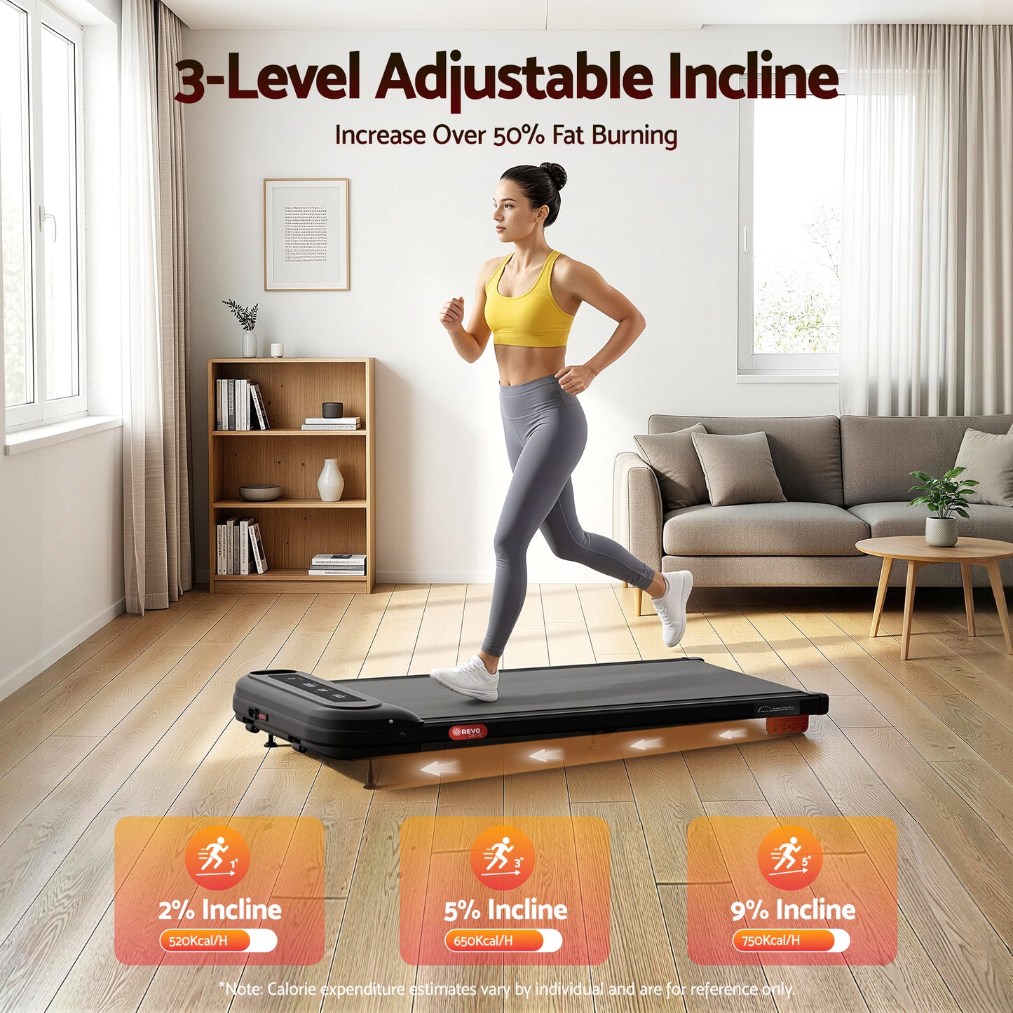 Everfit Treadmill Electric Walking Pad with Incline Under Desk Home Gym Black