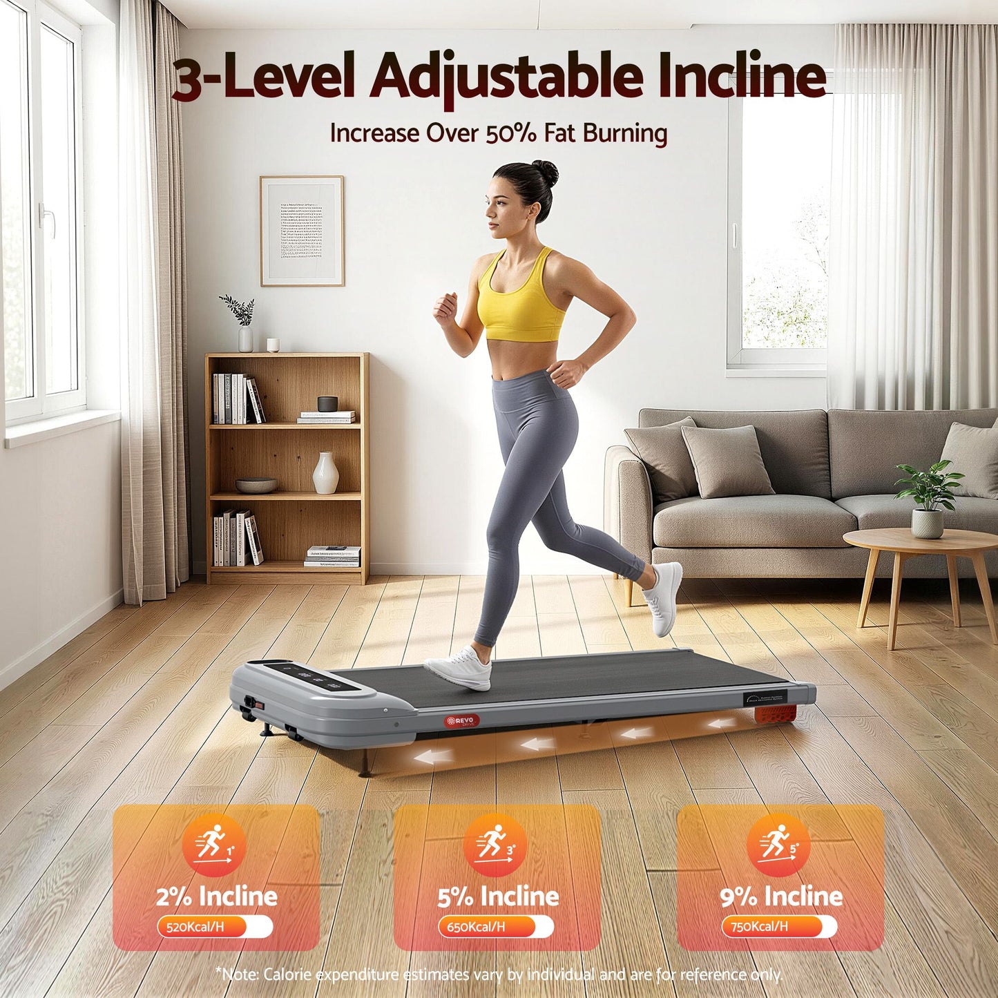 Everfit 3 in 1 Treadmill Electric Walking Pad with Incline Under Desk Home Gym Grey