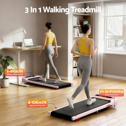 Everfit 3 in 1 Treadmill Electric Walking Pad with Incline Under Desk Home Gym Pink