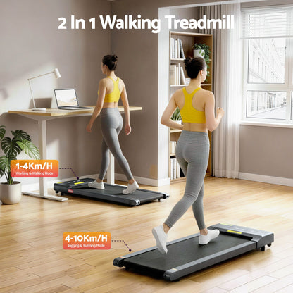 Everfit 2 in 1 Treadmill Electric Walking Pad Under Desk Home Gym Fitness 400mm Grey