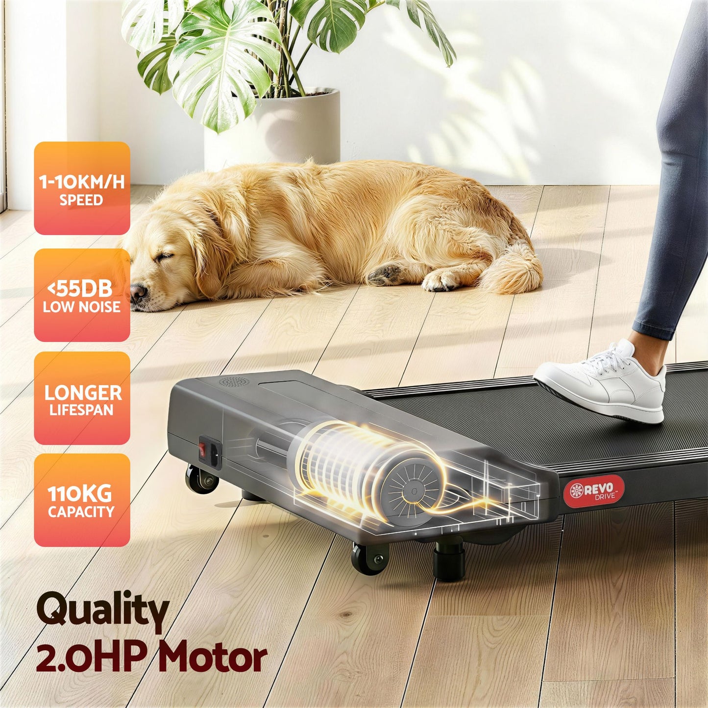 Everfit 2 in 1 Treadmill Electric Walking Pad Under Desk Home Gym Fitness 400mm Grey