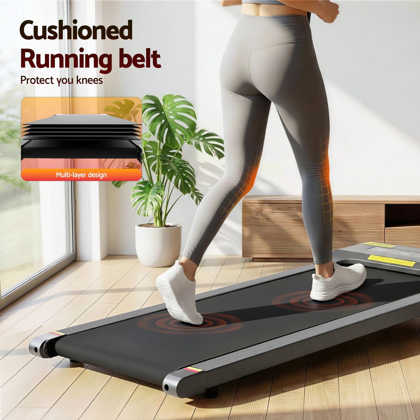 Everfit 2 in 1 Treadmill Electric Walking Pad Under Desk Home Gym Fitness 400mm Grey