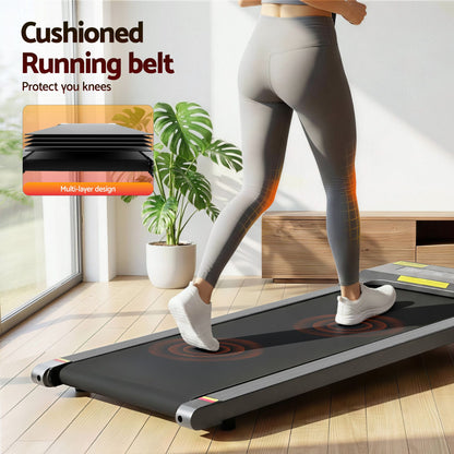 Everfit 2 in 1 Treadmill Electric Walking Pad Under Desk Home Gym Fitness 400mm Grey