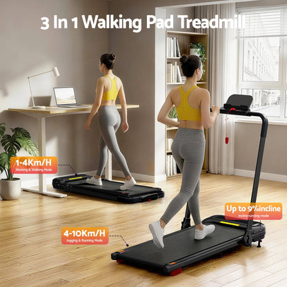 Everfit 3 in1 Treadmill Electric Walking Pad with Incline Foldable for Home Gym Black