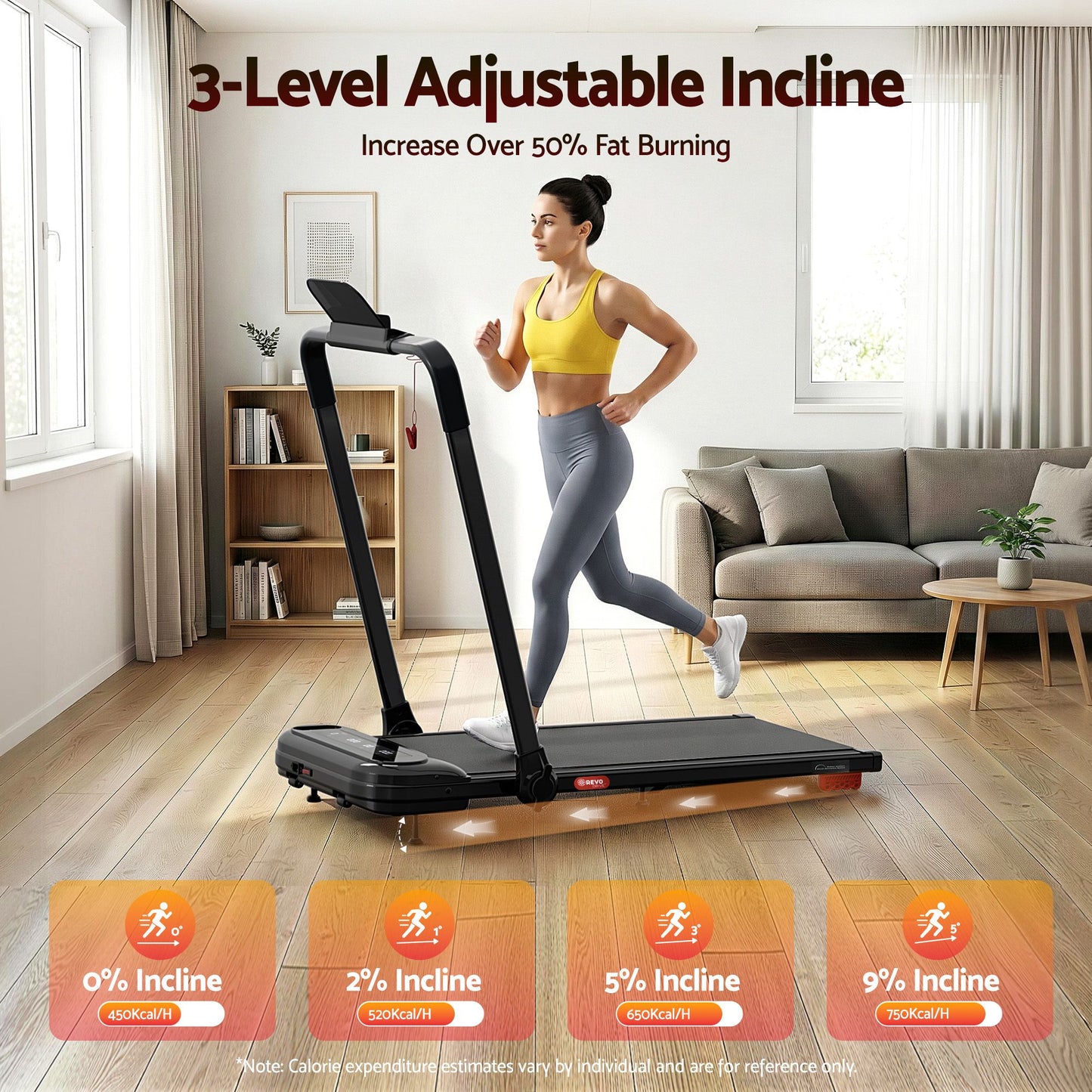 Everfit 3 in1 Treadmill Electric Walking Pad with Incline Foldable for Home Gym Black