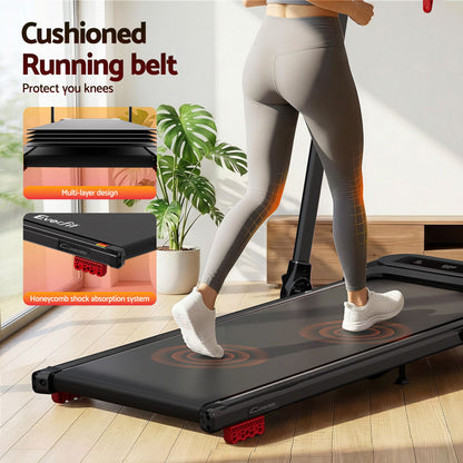 Everfit 3 in1 Treadmill Electric Walking Pad with Incline Foldable for Home Gym Black