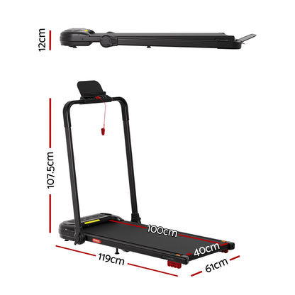 Everfit 3 in1 Treadmill Electric Walking Pad with Incline Foldable for Home Gym Black