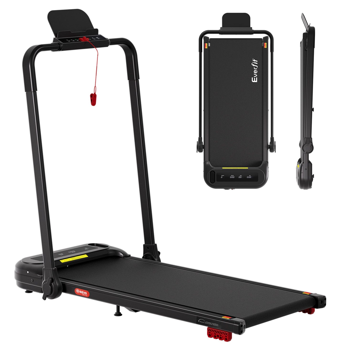 Everfit 3 in1 Treadmill Electric Walking Pad with Incline Foldable for Home Gym Black