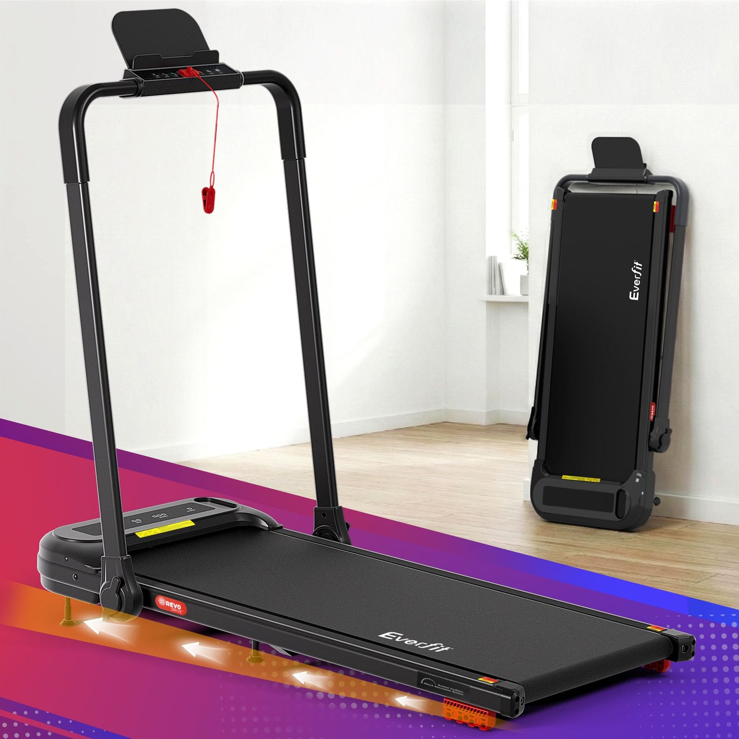 Everfit 3 in1 Treadmill Electric Walking Pad with Incline Foldable for Home Gym Black