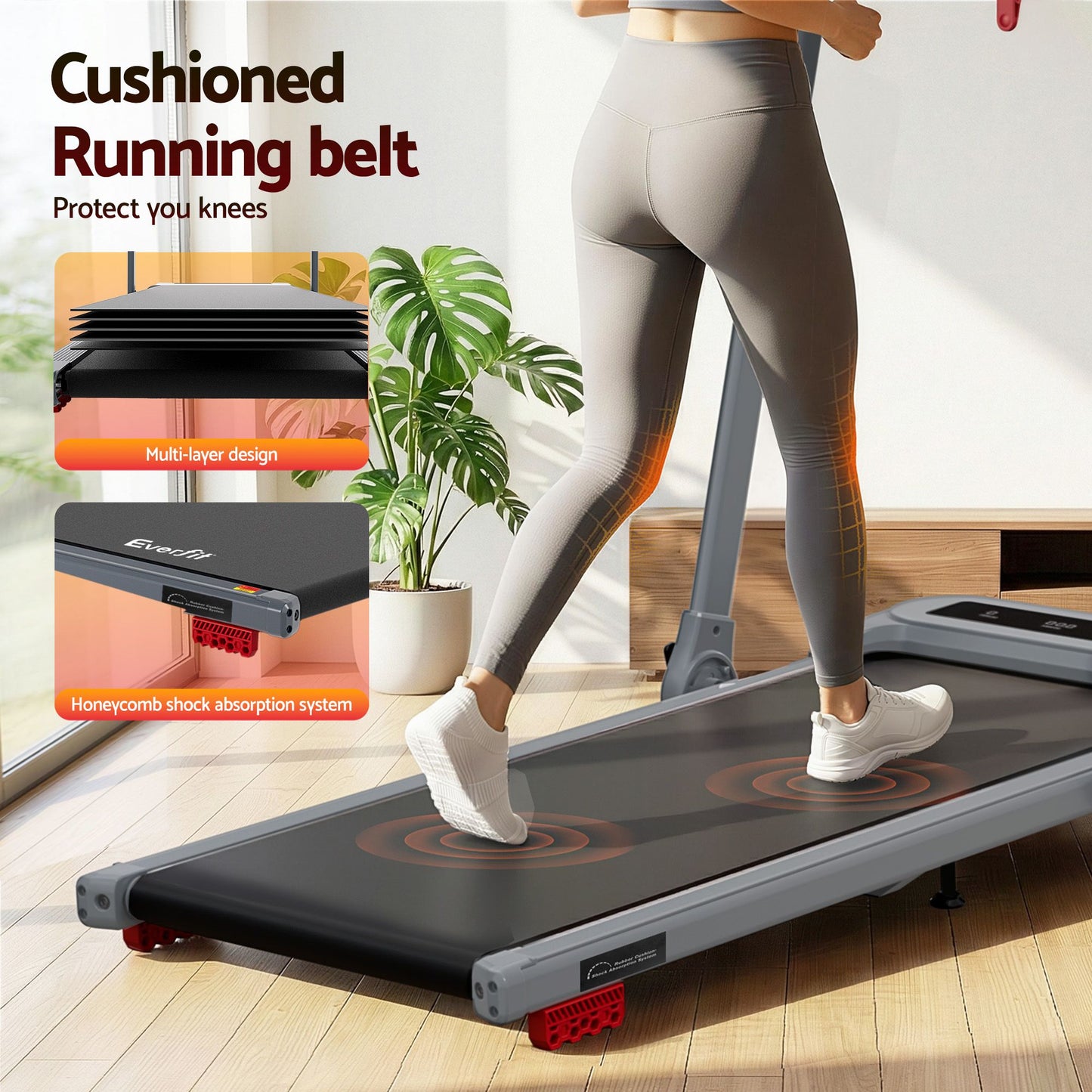 Everfit 3 in 1 Treadmill Electric Walking Pad with Incline Foldable for Home Gym Grey