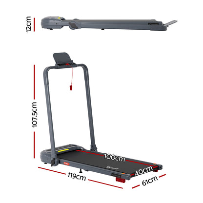 Everfit 3 in 1 Treadmill Electric Walking Pad with Incline Foldable for Home Gym Grey