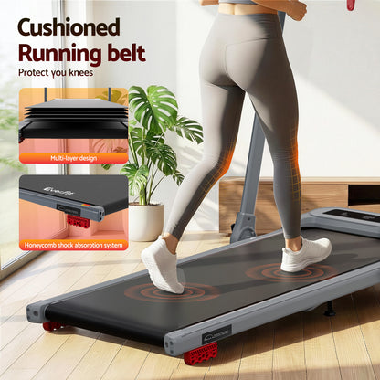 Everfit Treadmill Electric Walking Pad with Incline Foldable for Home Gym Grey