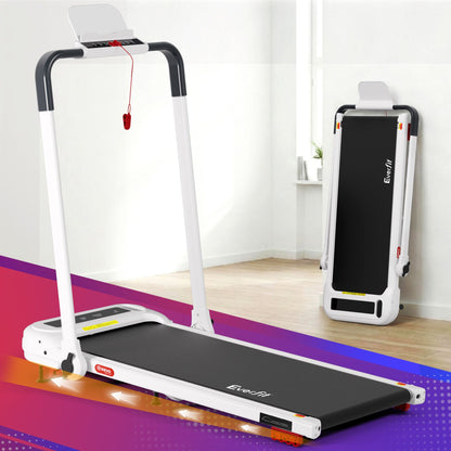 Everfit 3 in 1 Treadmill Electric Walking Pad with Incline Foldable for Home Gym White