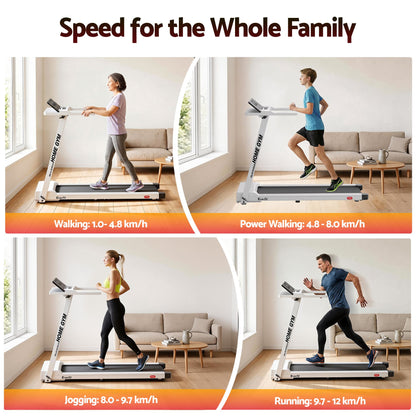 Everfit Treadmill Electric Home Gym Fitness Exercise Fully Foldable 450mm White