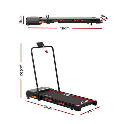 Everfit 3 in 1 Treadmill Electric Walking Pad Auto Incline Foldable for Home Gym Black