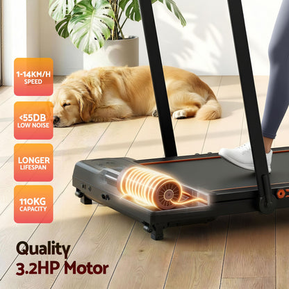 Everfit 3 in 1 Treadmill Electric Walking Pad Auto Incline Foldable for Home Gym Black