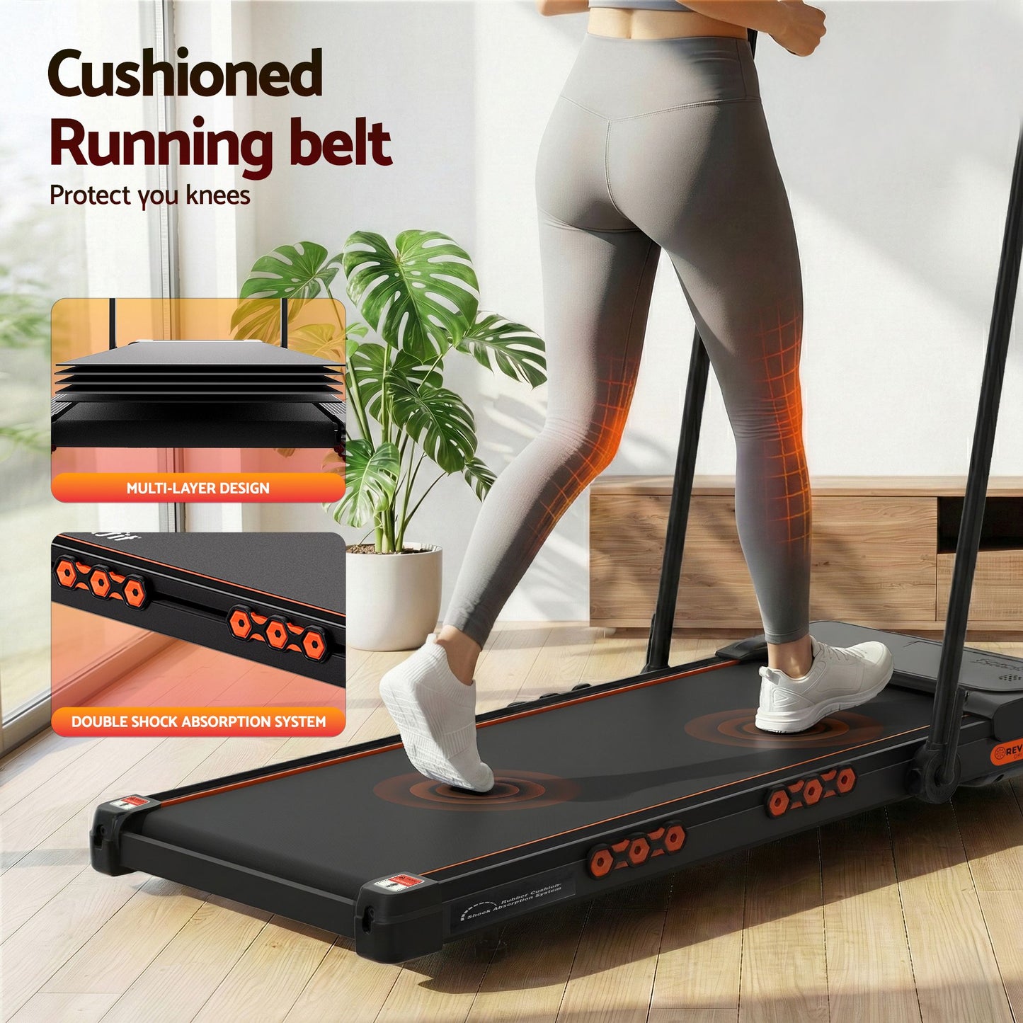 Everfit 3 in 1 Treadmill Electric Walking Pad Auto Incline Foldable for Home Gym Black