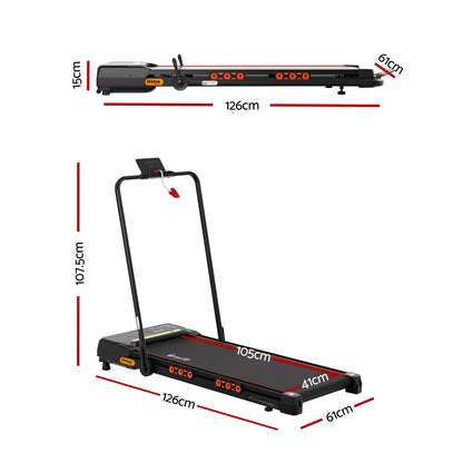 Everfit Treadmill Electric Walking Pad Auto Incline Foldable for Home Gym Black