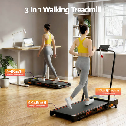 Everfit Treadmill Electric Walking Pad Auto Incline Foldable for Home Gym Black