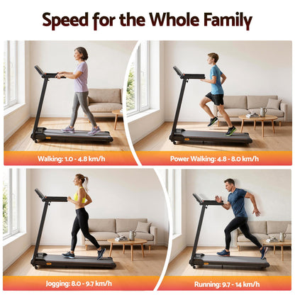 Everfit Treadmill Electric Walking Pad Foldable Incline for Home Office Gym Black