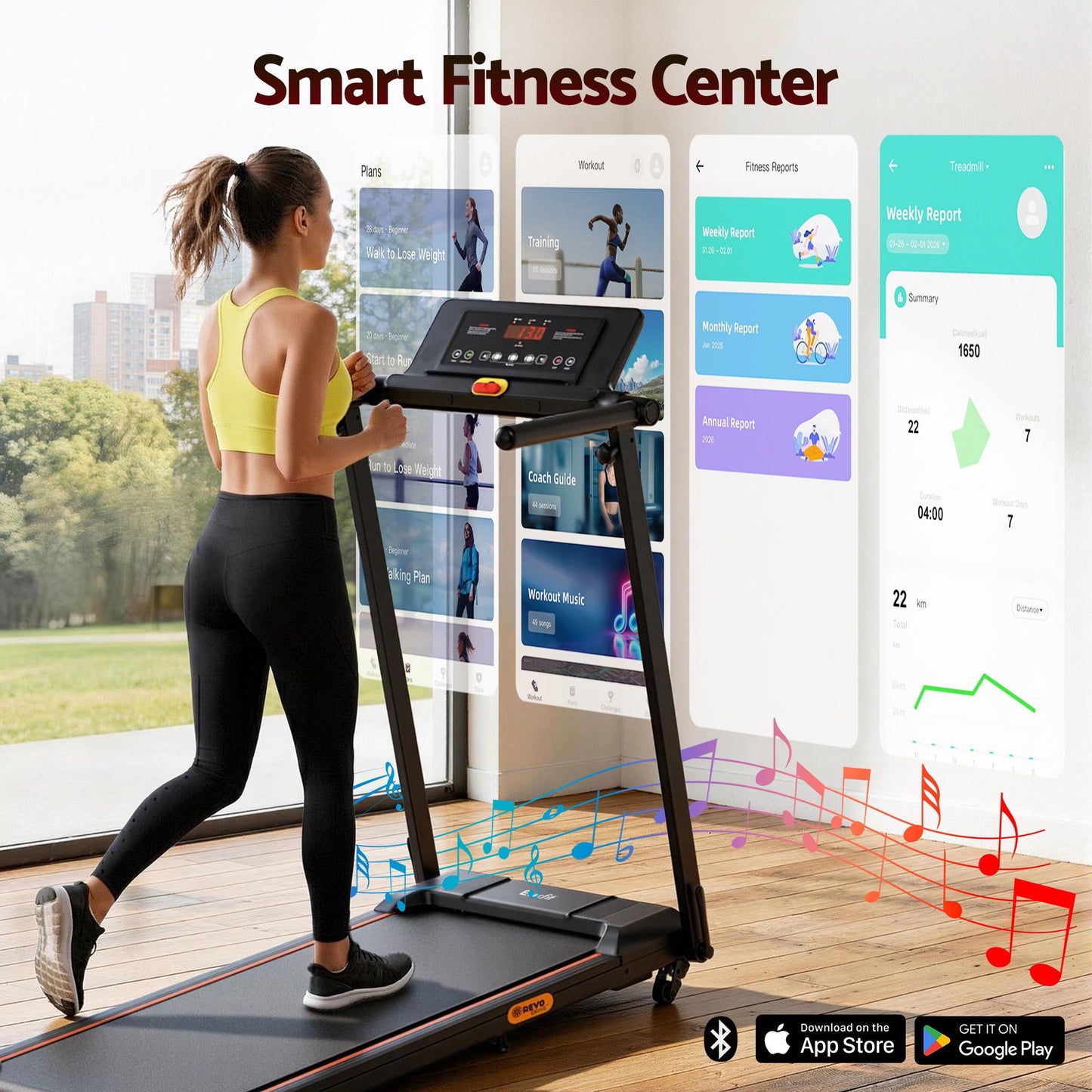 Everfit Treadmill Electric Walking Pad Foldable Incline for Home Office Gym Black