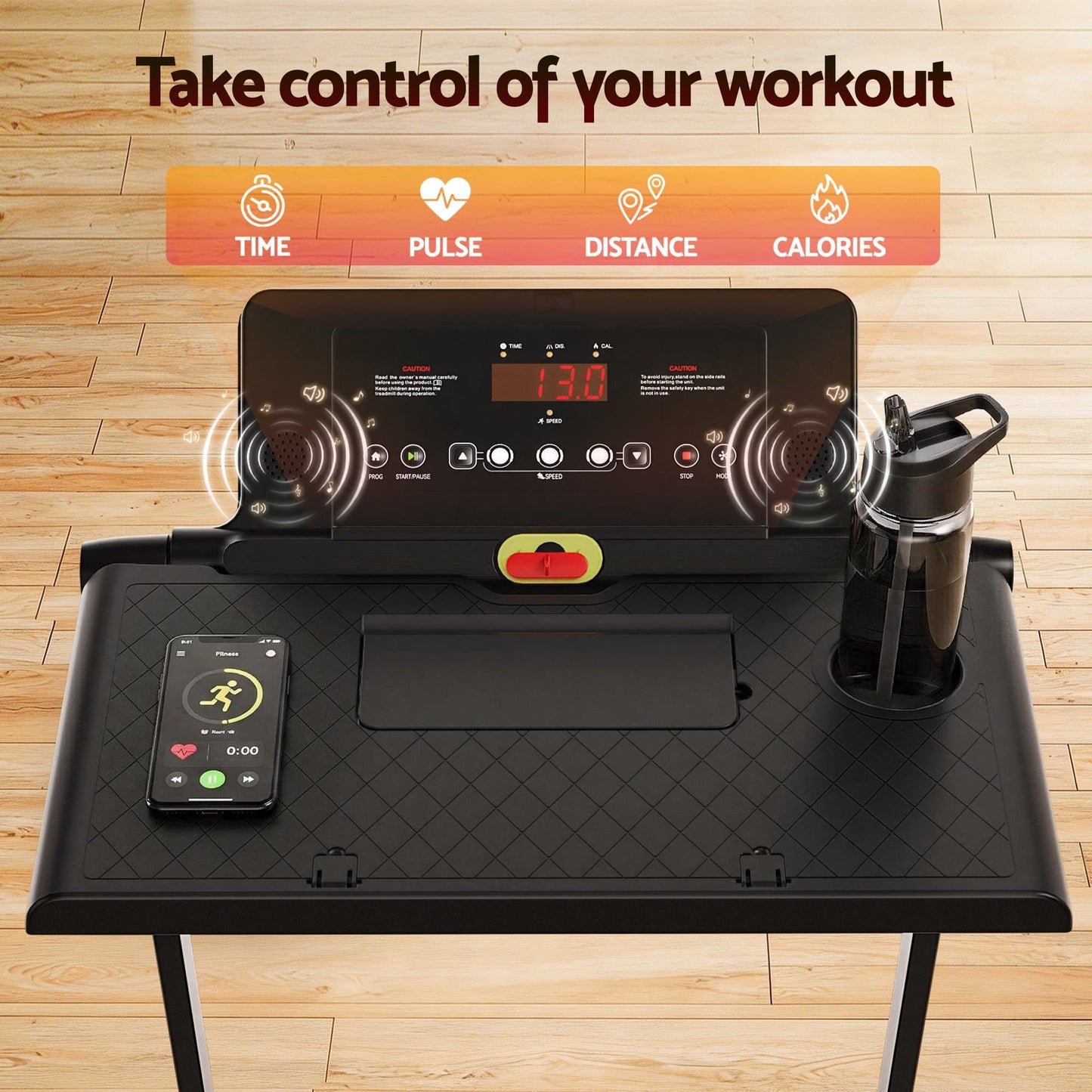Everfit Treadmill Electric Walking Pad Foldable Incline for Home Office Gym Black