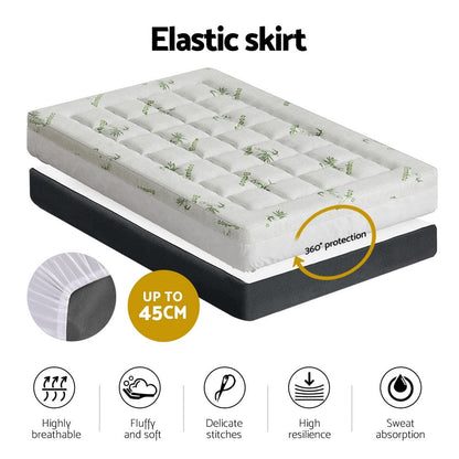 Giselle Bedding Mattress Topper Pillowtop Bamboo 7.5cm King Single