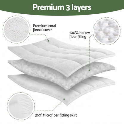 Giselle Bedding King Single Mattress Topper 5cm Coral Fleece