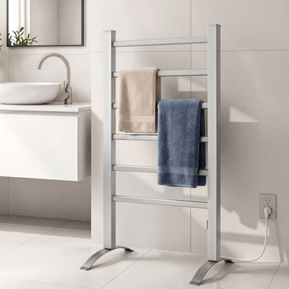 Devanti Electric Heated Towel Rail Rack 6 Bars Freestanding Clothes Dry Warmer